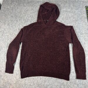 MAGASCHONI MAN Men's Small Burgundy Knit Pullover Hoodie Long Sleeve Casual